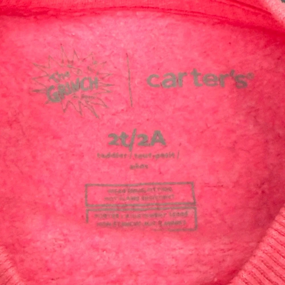 Carter's The‎ Grinch Pink Christmas Sweatshirt Toddler Girls 2T Dr Seuss Holiday